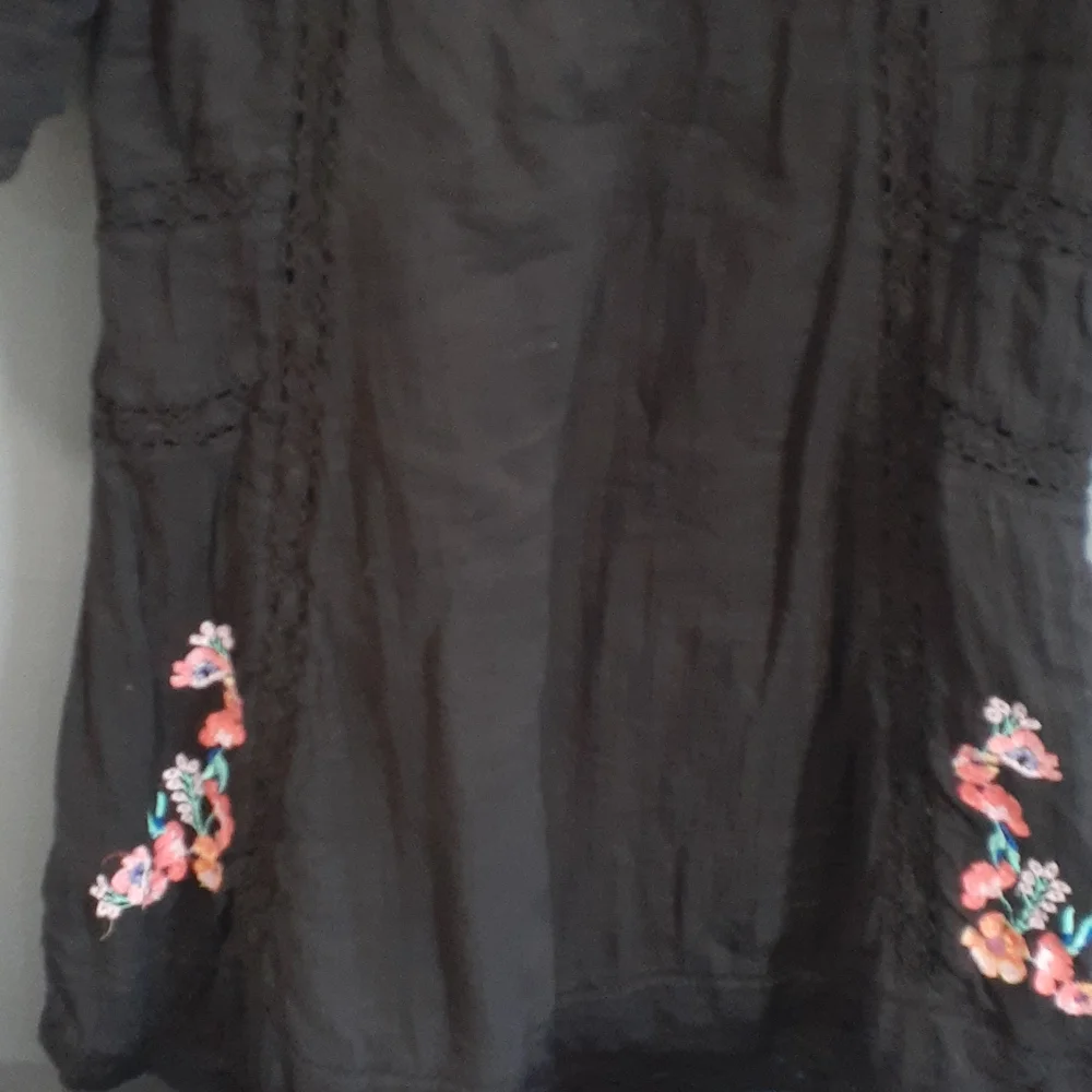 Free people black tunic embroidery floral Boho Festival   top size xs - Picture 5 of 16